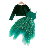 Star Christmas Dress & Velvet Jacket