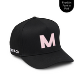 Personalised black baseball cap with your initials for babies, toddlers, kids, women and men, Cubs & Co. Australia.
