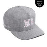 Personalised grey baseball cap with your initials for babies, toddlers, kids, women and men, Cubs & Co. Australia.