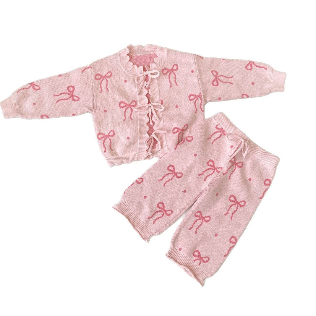 Tie-Up Bow Knit Baby Set