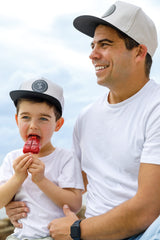 matching father and son snapback grey and black hats