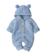 Baby Bear Knit Onesie - Blue