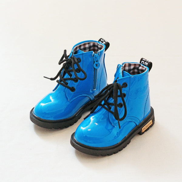Patent Boots - Blue