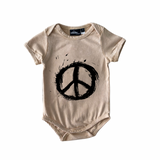 MLW By Design - Peace Sign Stonewash Bodysuit | Black or Sand