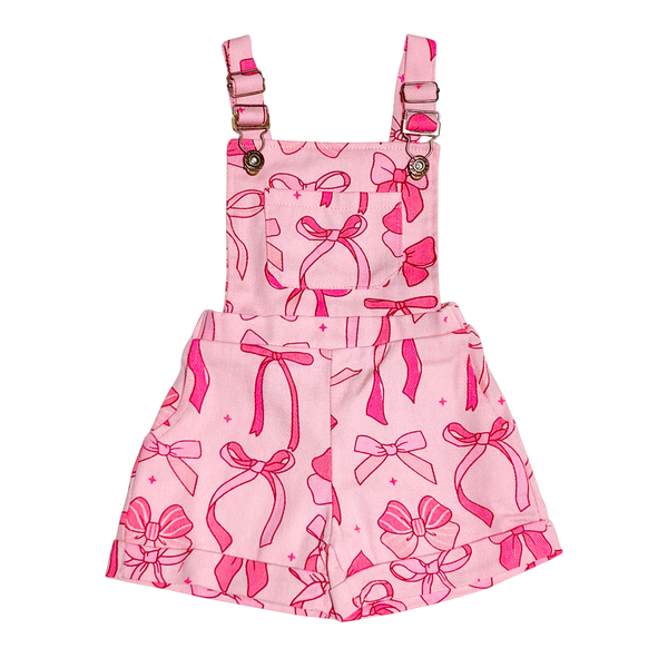 Pink Bow Overalls