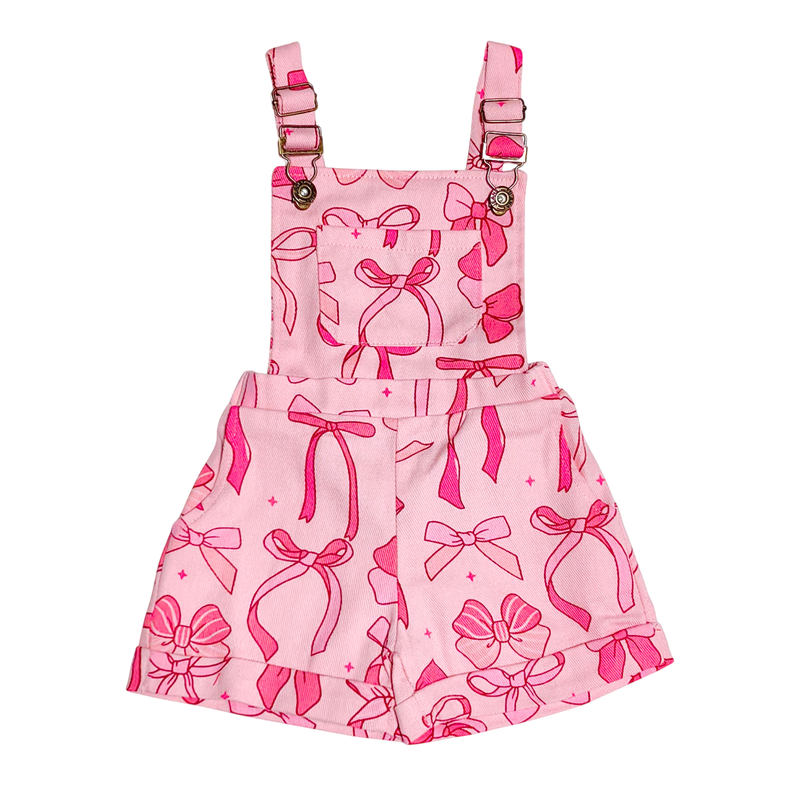 Pink Bow Overalls