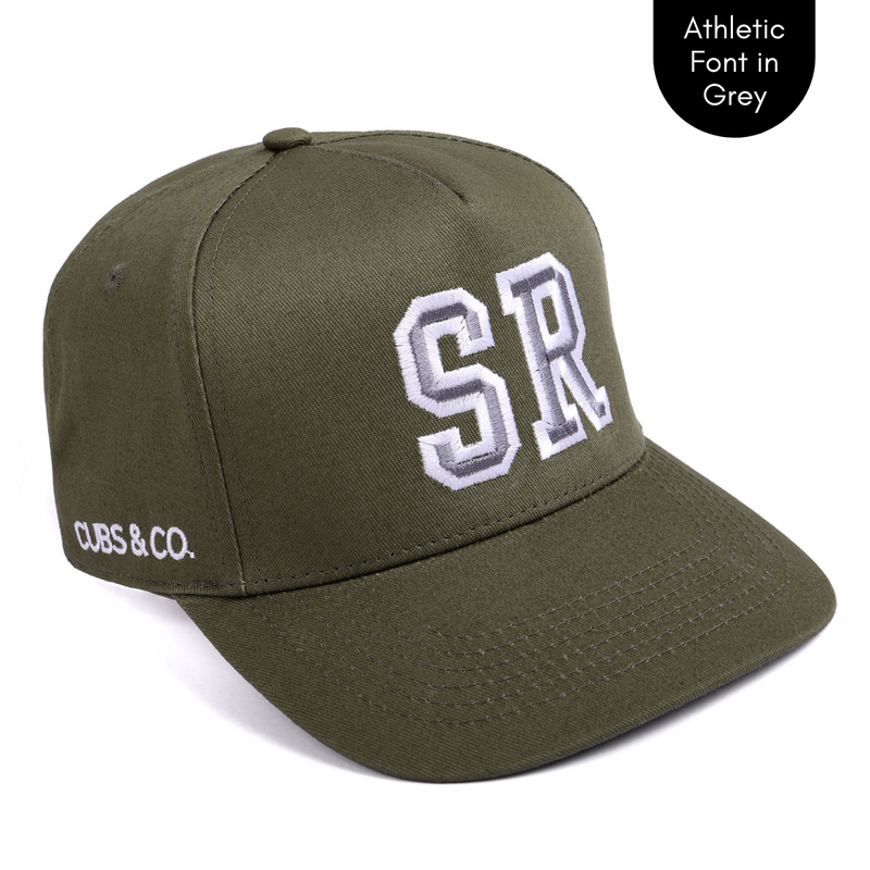 PERSONALISED OLIVE W/ INITIALS: Available in Baby - Adult Sizes - Cubs & Co.