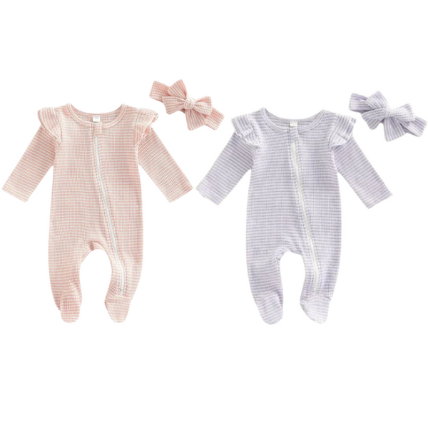 Leah Waffle Zipper Onesie