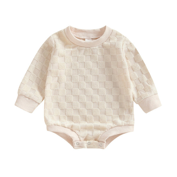Fluffy Checker Romper (Long Sleeve)