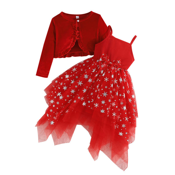 Star Christmas Dress & Velvet Jacket