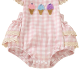 Pink Gingham Ice cream Baby Girl Romper
