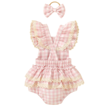 Pink Gingham Ice cream Baby Girl Romper
