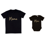 MLW By Design - Mama Tee & Mini Short Sleeve Bodysuit Set | Black