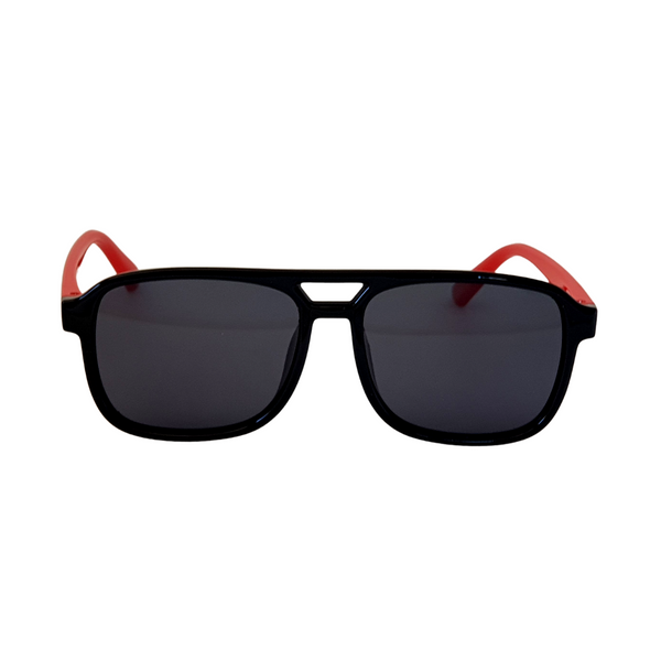 Aviator Kids Sunglasses - Black/ Red