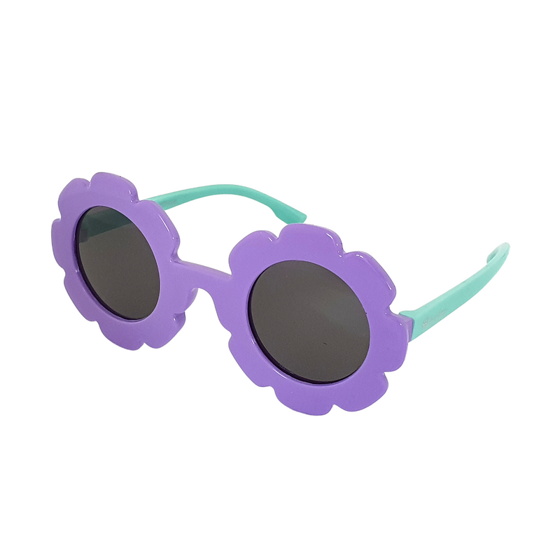 Kids Flower Sunglasses - Purple/ Aqua Green