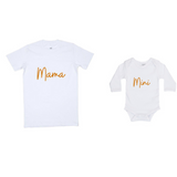MLW By Design - Mama Tee & Mini Long Sleeve Bodysuit Set | White