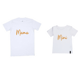 MLW By Design - Mama Tee & Mini Tee Set | White Tee | Camel Print