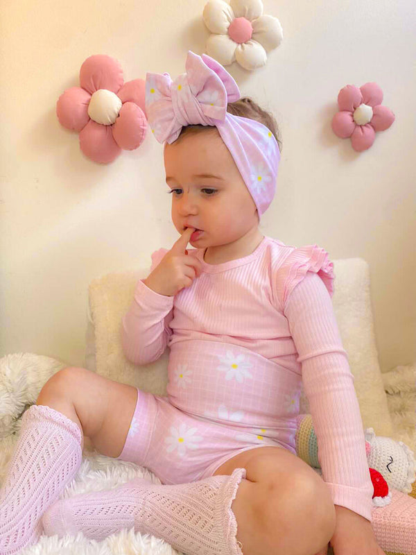 Laci Kay - Pink Daisy Bummies + Bow Set