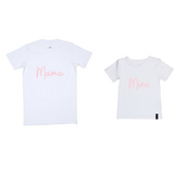 MLW By Design - Mama Tee & Mini Tee Set | White Tee | Pink Print