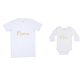 MLW By Design - Mama Tee & Mini Long Sleeve Bodysuit Set | White