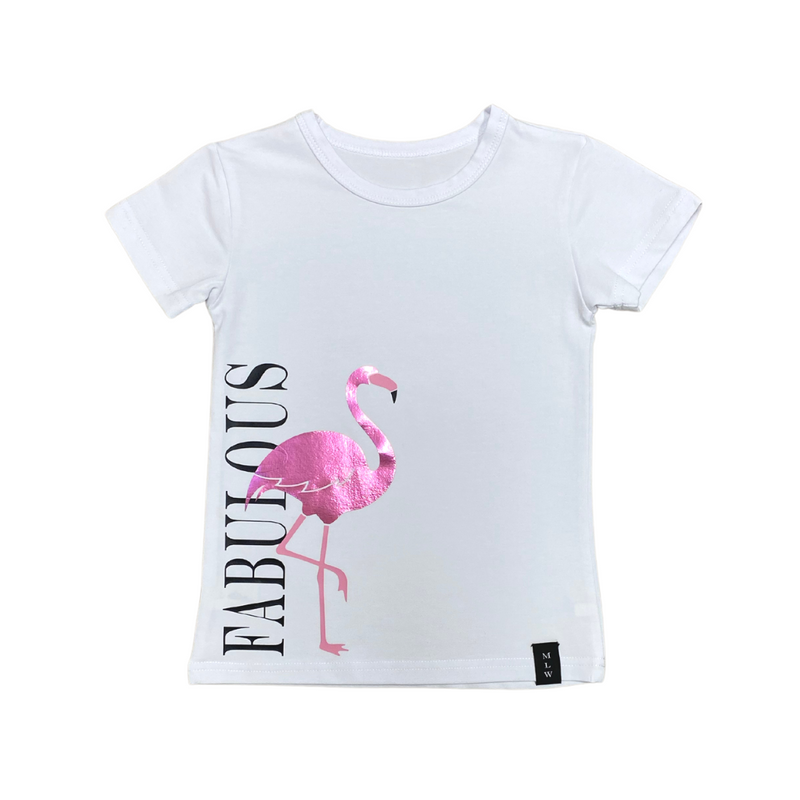 MLW By Design - Fabulous Flamingo Tee | White