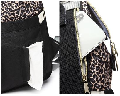 Leopard Nappy Bag - Brown
