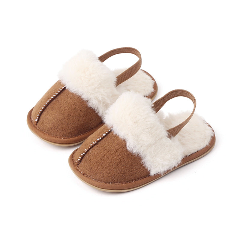 Fluffy Baby Slides - Brown