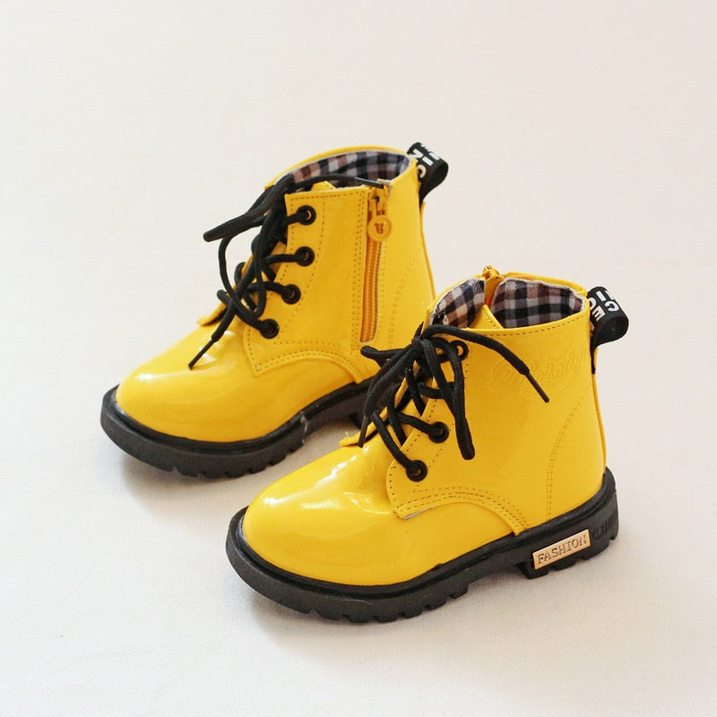 Patent Boots - Yellow