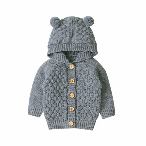 Baby Bear Knit Cardigan - Grey
