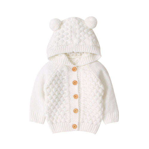 Baby Bear Knit Cardigan - White