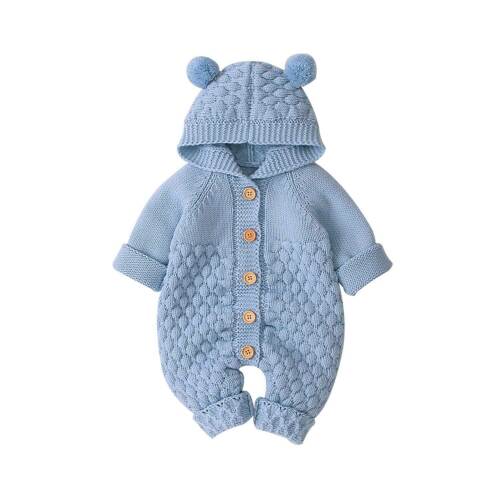 Baby Bear Knit Onesie - Blue