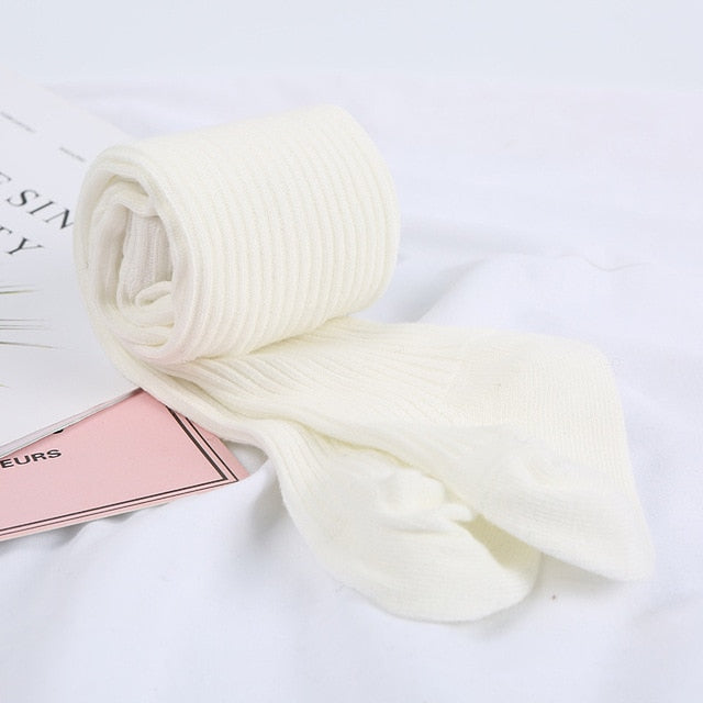 Winter Ribbed Stockings - White