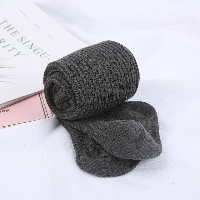 Winter Ribbed Stockings - Dark Grey