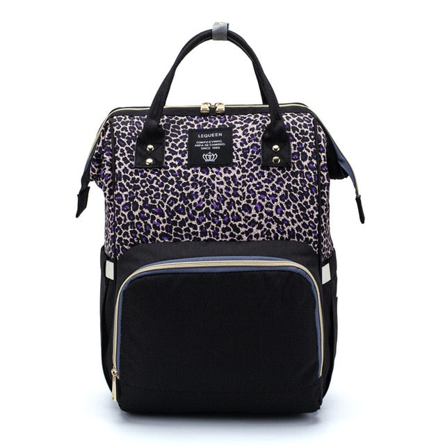 Leopard Nappy Bag - Purple