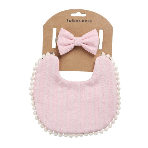 Bib & Bow Set - Pink