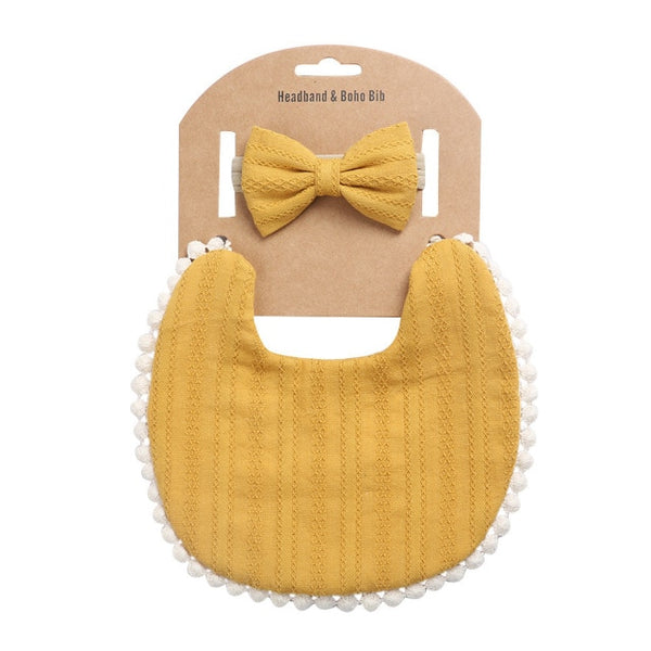 Bib & Bow Set - Mustard