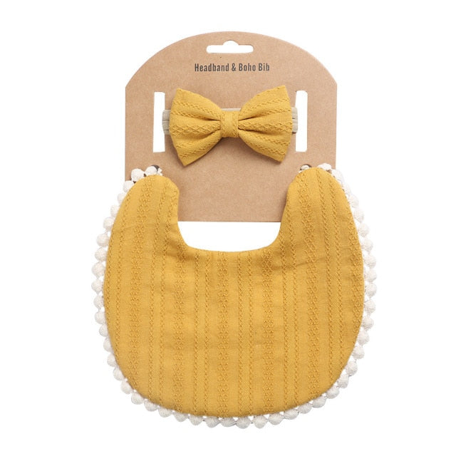 Bib & Bow Set - Mustard