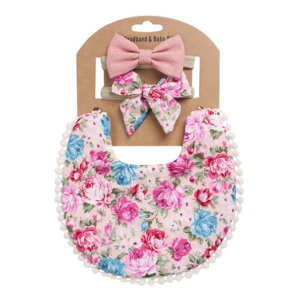 Bib & Bow Set - Floral 3