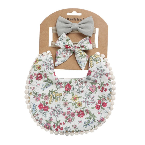 Bib & Bow Set - Floral 6