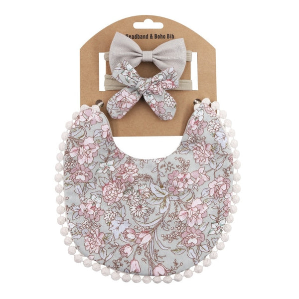 Bib & Bow Set - Floral 4