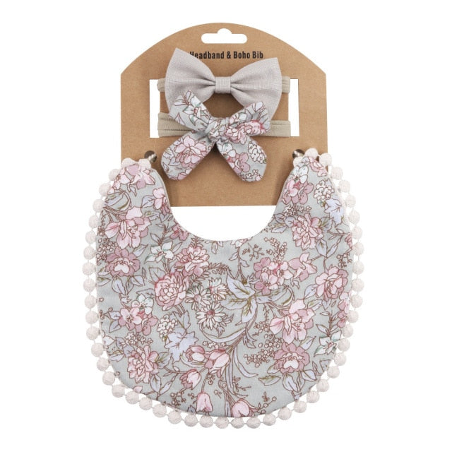 Bib & Bow Set - Floral 4