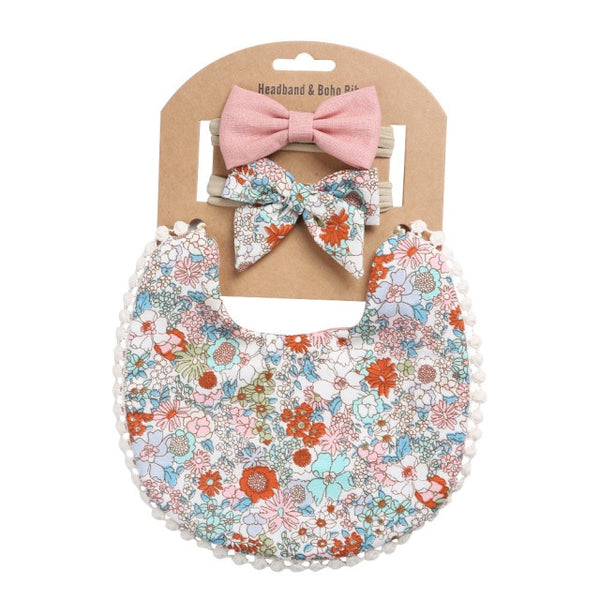 Bib & Bow Set - Floral 2