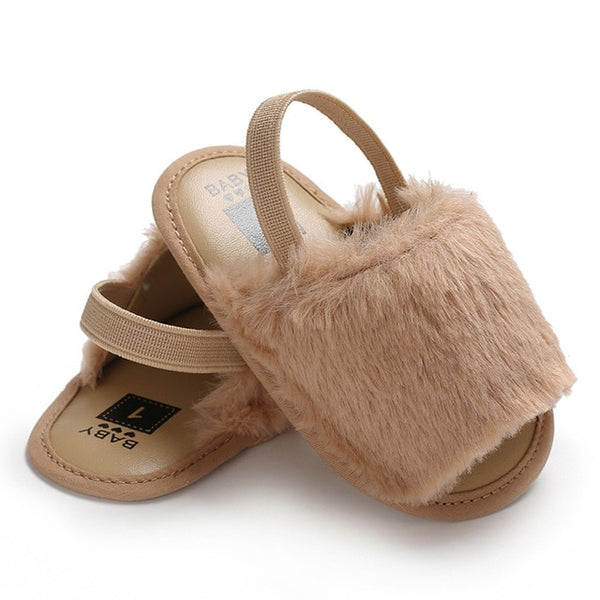 Fluffy Slides - Beige